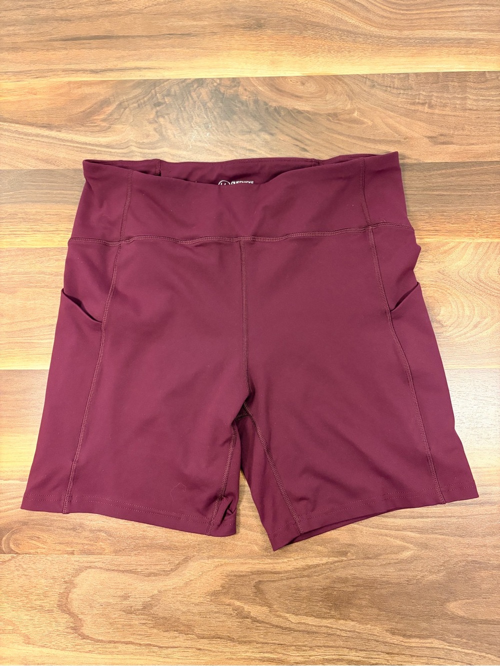 Women's High-Waist Maroon Biker Shorts | XXL